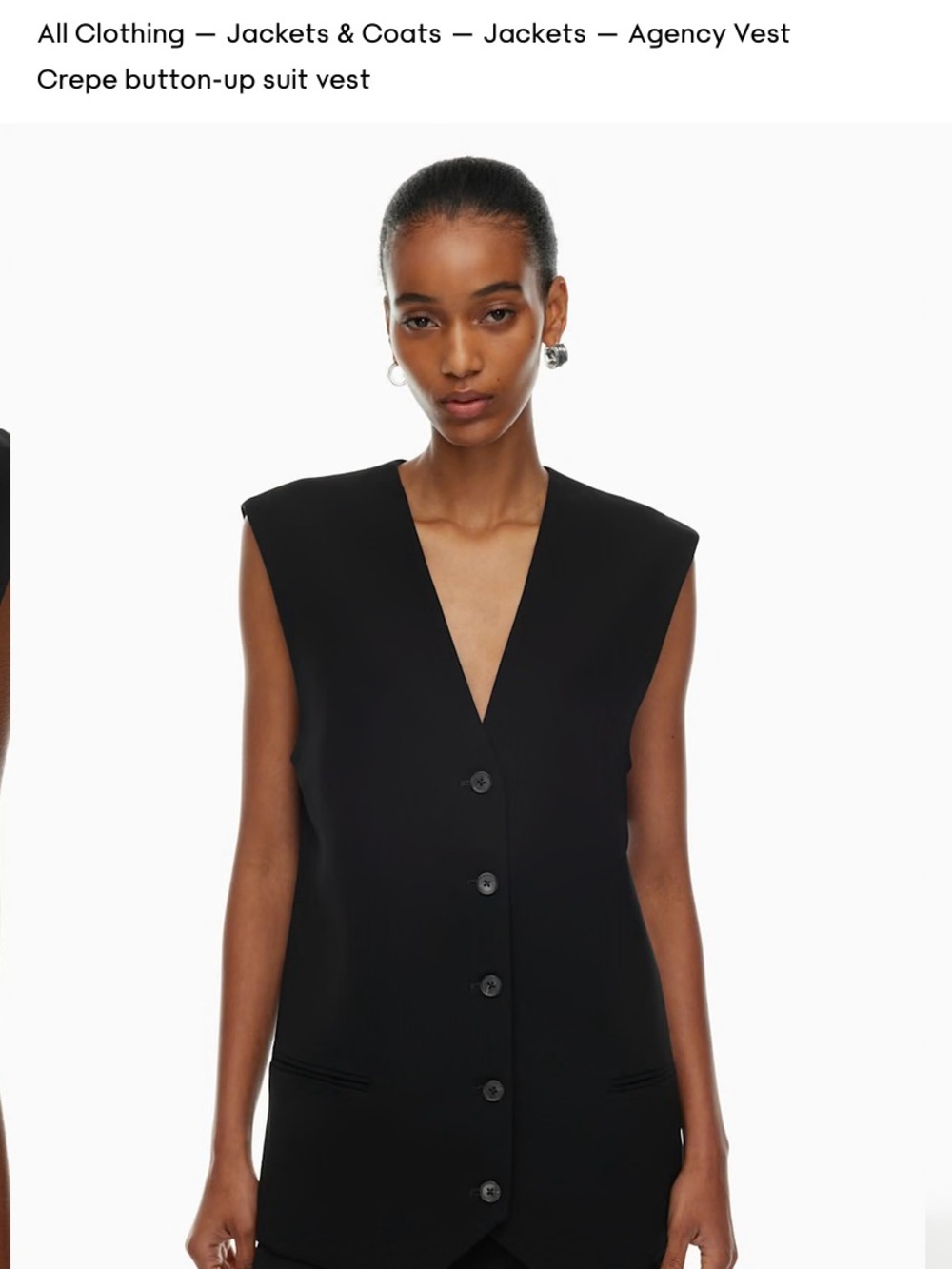 Babaton Black Crepe Button-Up Suit Vest